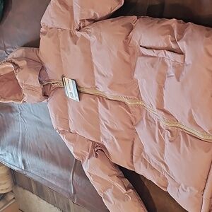 The Warming Project Girls periwinkle mauve Puffer Jacket Hooded Zip Up Size L